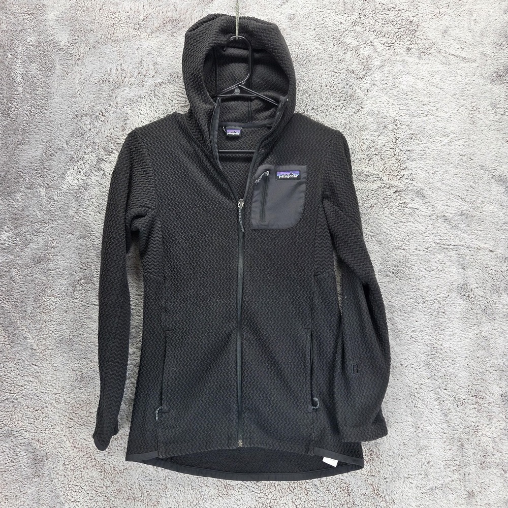 Patagonia Jacket Womens Small Black R1 Air Full Zip Fleece Hoody Hiking Outdoor